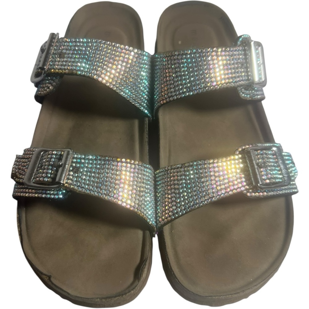 Madden Girl Iridescent Buckle Sandals size 7 in box adjustable straps comfy